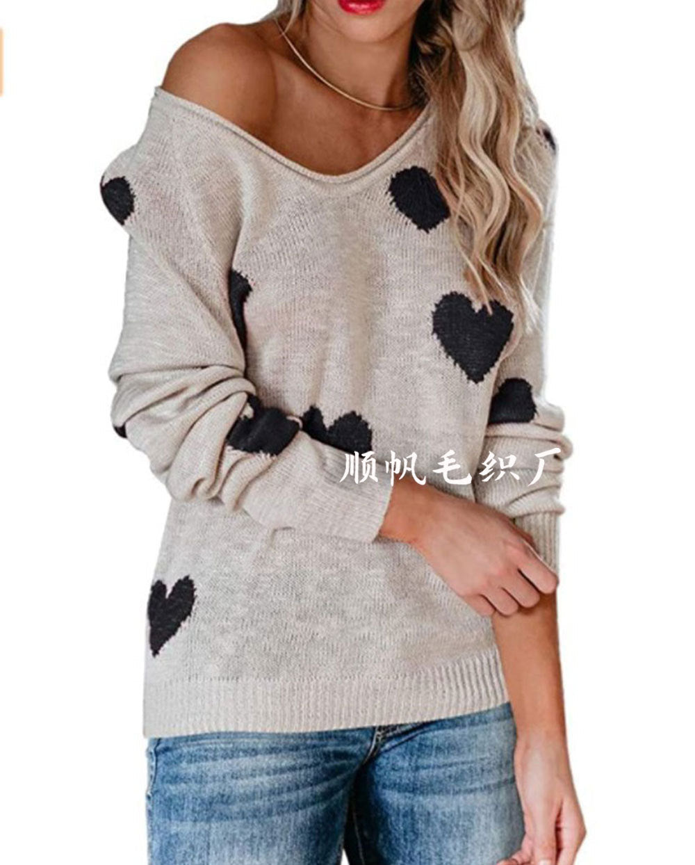 Street Wave Melody Heart Pattern Sweater Cozy Unisex Knit