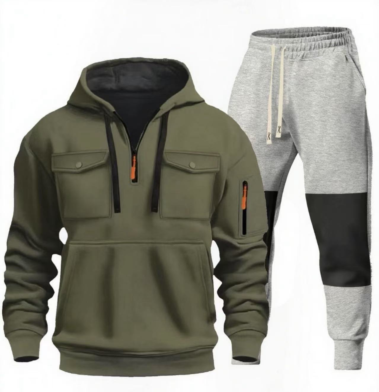 Street-wave Mens Functional Sweatshirt And Jogger Set For Active Comfort And Style