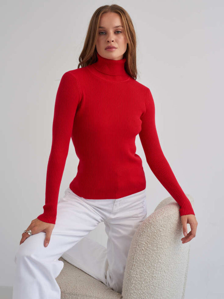 Women Ribbed Turtleneck Sweater Cozy Cotton Blend With Relaxed Fit Streetwave Warm Essential Layer For All Seasons