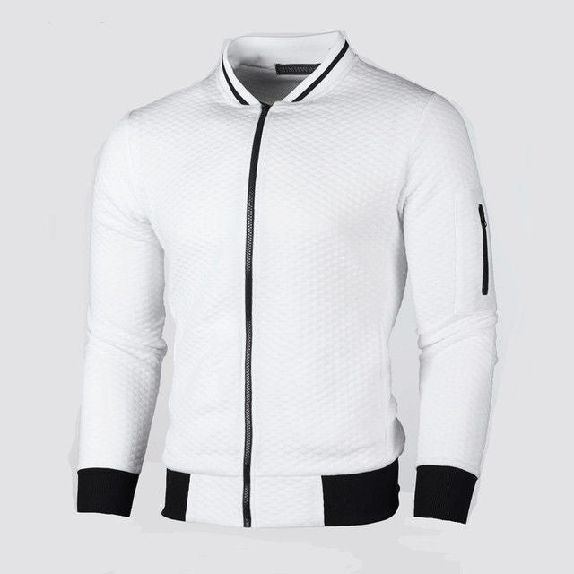 Street-Wave Men's Textured Sweat Jacket With Secure Zip Pocket Premium Fit Modern Style