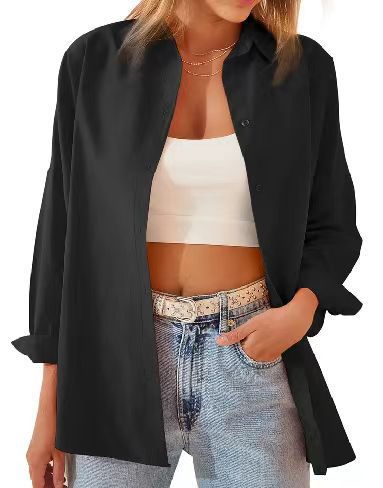 Street-Wave Women Casual Button-Down Shirt Relaxed Fit Versatile Wardrobe Staple For Any Occasion