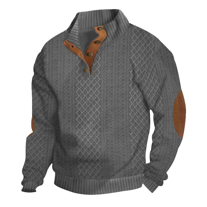 Street-wave Women's Knit Pullover With Textured Collar And Appliques For Casual Cozy Style