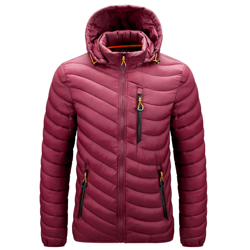 Street-Wave Men's Vegan Leather Puffer Jacket With Hood Eco Quilted Outerwear For Men