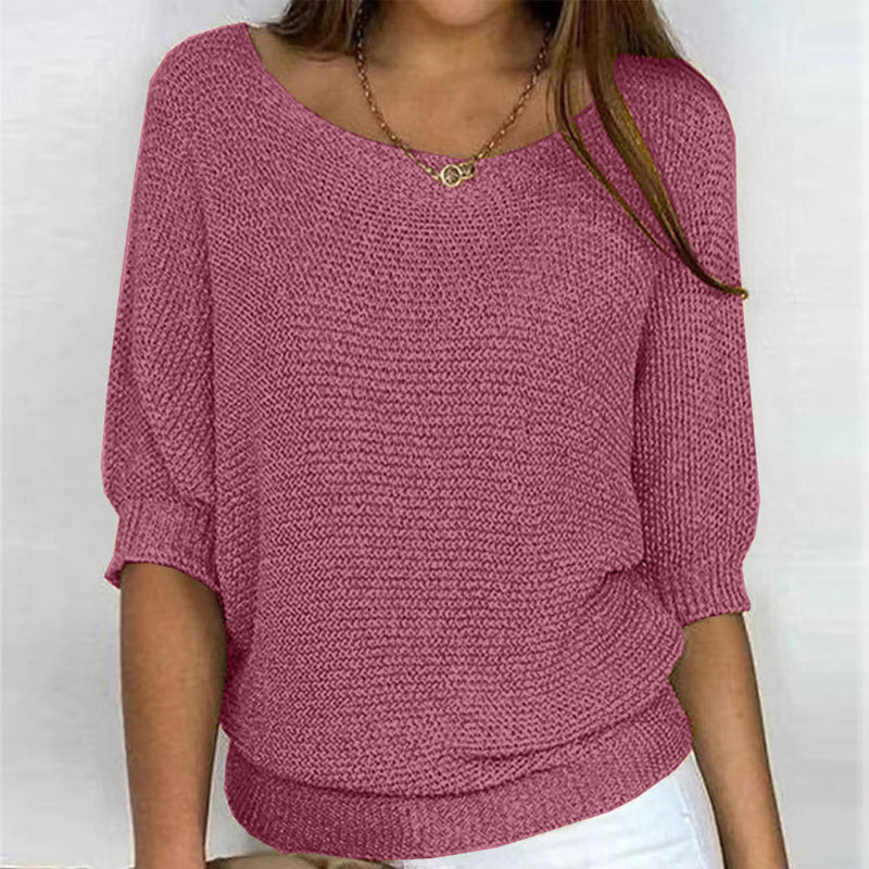 Street Wave Loose Knit Sweater With Wide Neckline Soft Comfort For Women Everyday Essential