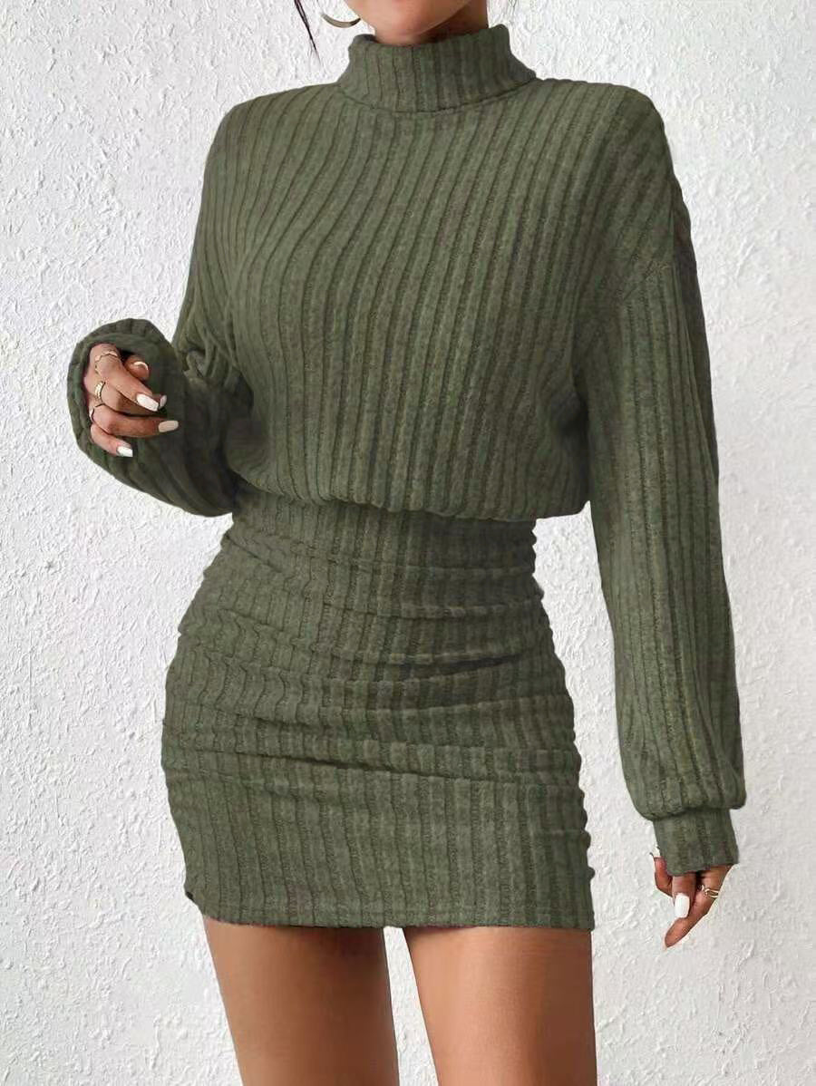 Street Wave Womens High Neck Ribbed Knit Sweater And Skirt Set For Style Conscious Fashion Lovers