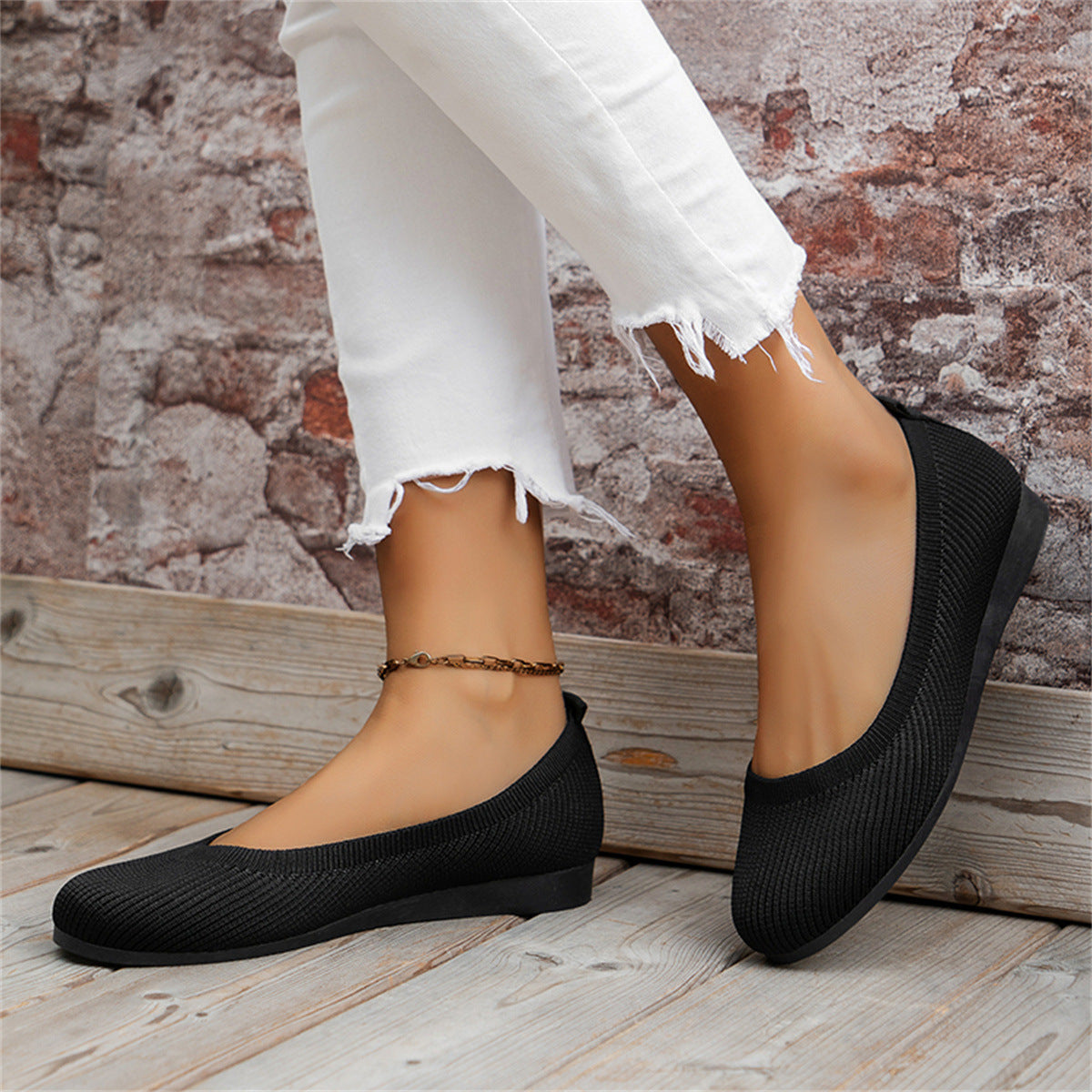 Jenefier Knit Ballet Flats For Women, Breathable Knit Uppers, All Day Comfort, Everyday Style