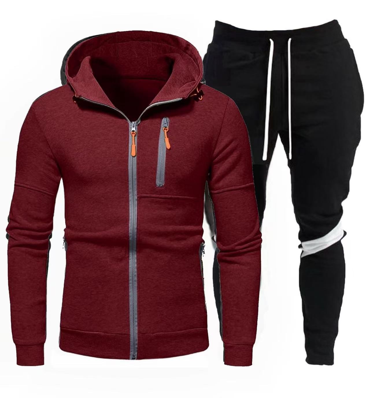 Street-Wave Men's Sporty Hoodie Jacket With Zipper And Jogging Pants Set For Active Living