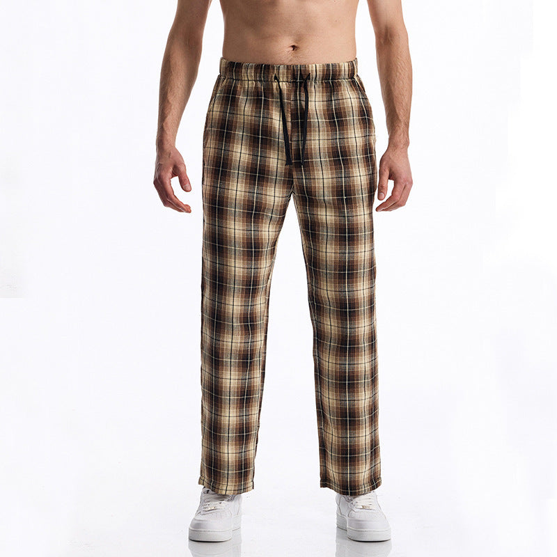 Street Wave Men's Plaid Lounge Pants Comfortable Breathable Drawstring Waist For Relaxed Everyday Wear