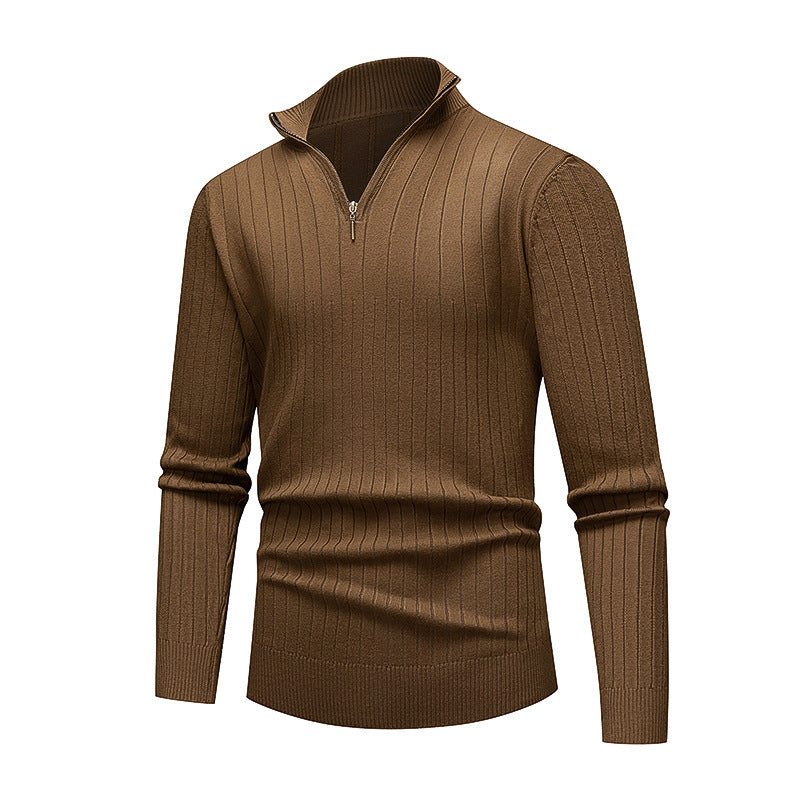 Street-wave Mens Premium Knit Pullover Stand Collar Zipper