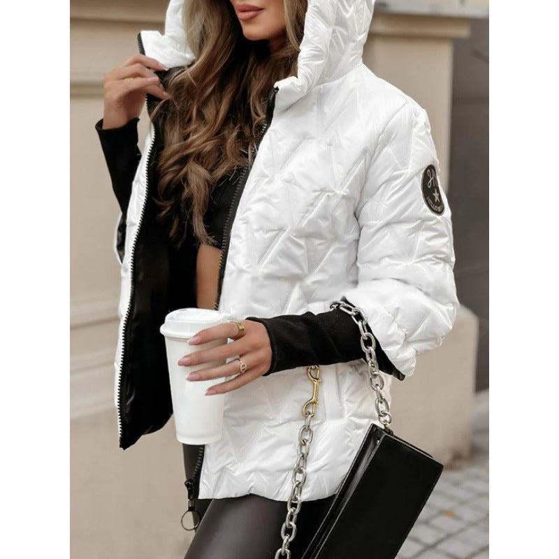 Street-Wave Womens Quilted Jacket With High Collar Windproof Coated Exterior For Urban Women