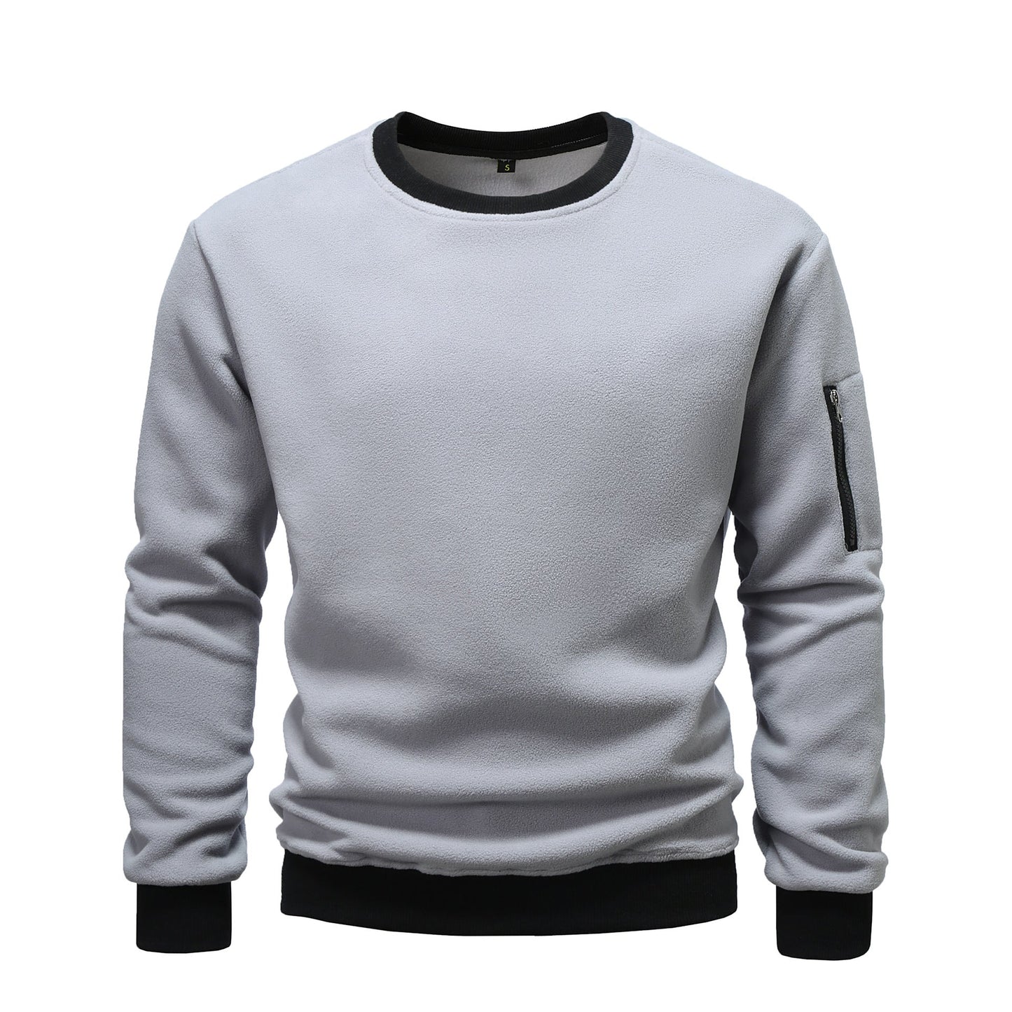 Street-wave Men's Cozy Fleece Pullover With Zipper Pocket For Everyday Comfort And Warmth