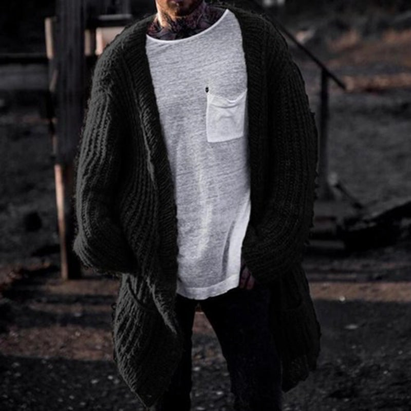 Mens Oversized Knit Cardigan With Deep Cut And Structured Texture From Streetwave For Modern Casual Wear