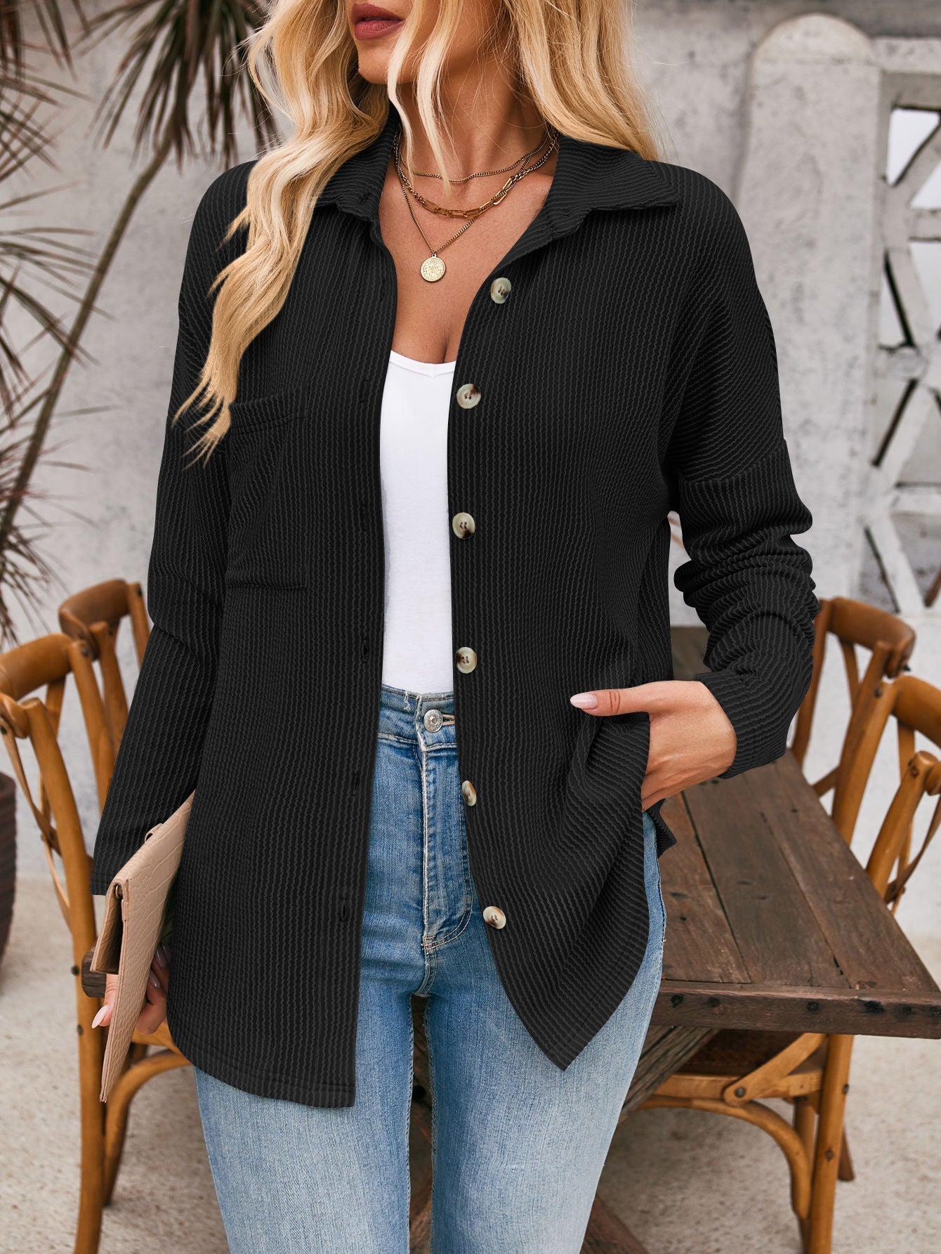 Womens Knit Cardigan With Structured Knit Fabric And Comfortable Pockets Streetwave For Women