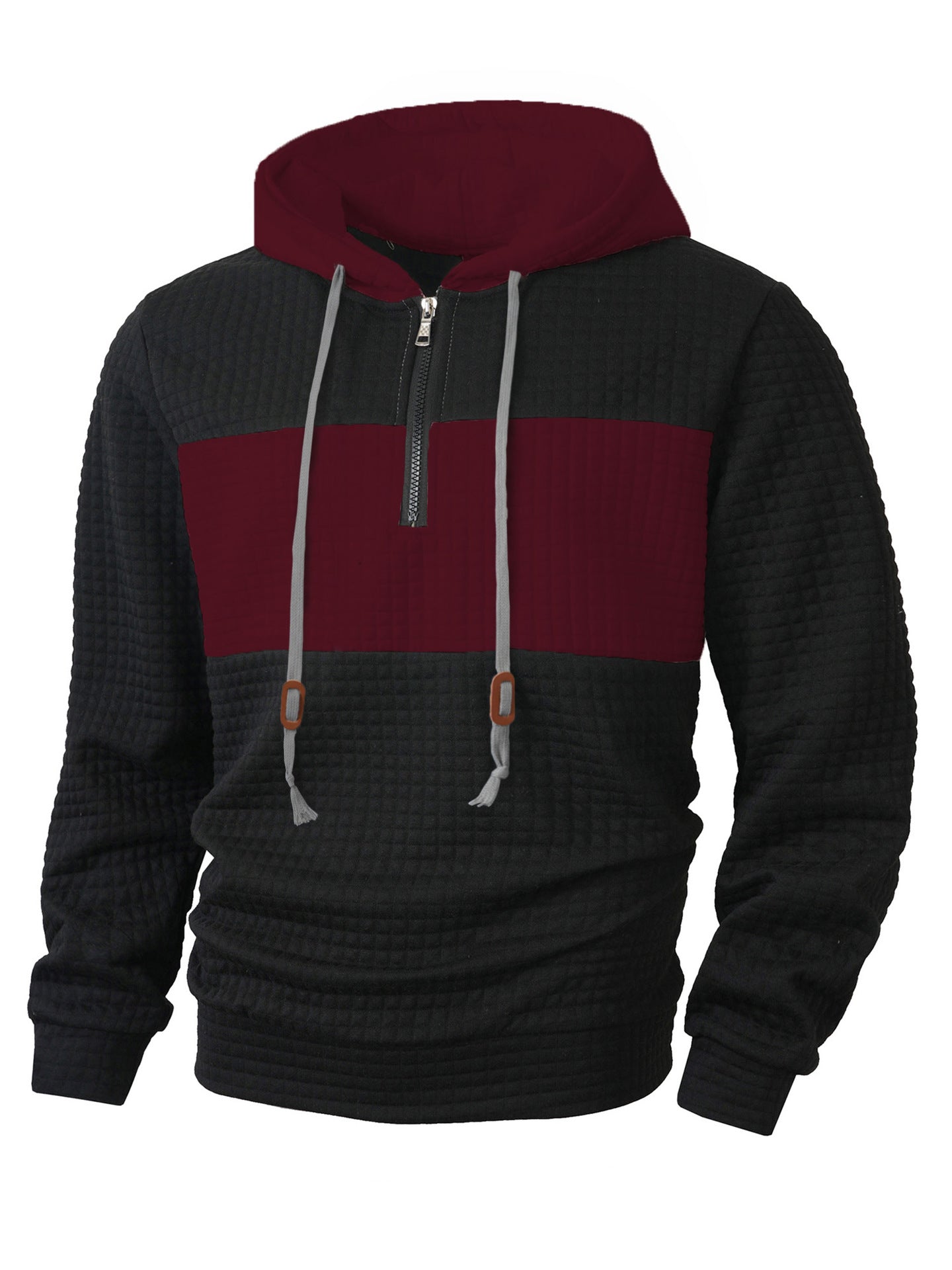 Street-wave Men's Quilted Zip Hoodie Quarter Zip With Structured Design For Men All Day Comfort
