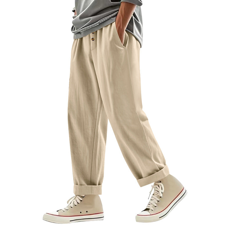 Men's Casual Pants Deep Pockets Elastic Waist Street Wave
