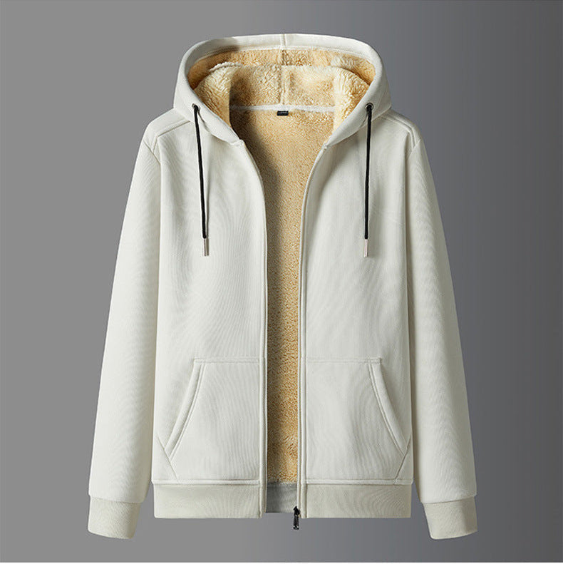 Mens Hooded Zip Up Sherpa Lined Fleece Jacket Full Zip Regular Fit Warm Winter Outerwear Street-Wave