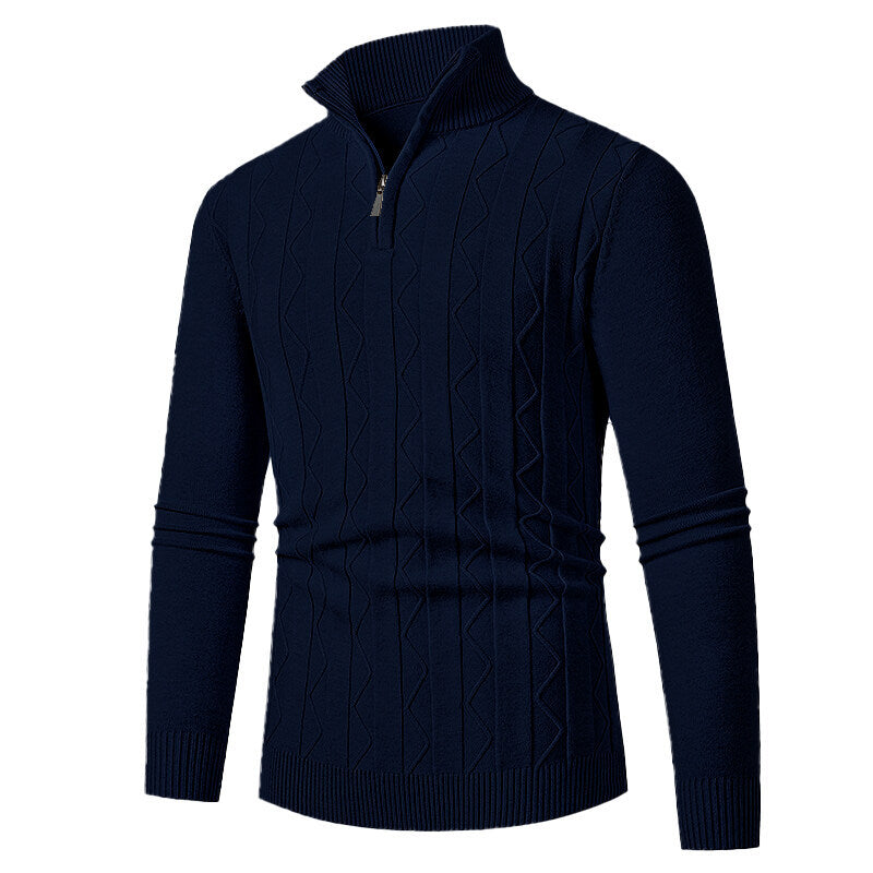 Men's Cable Knit Sweater With Zipper By Street Wave For Modern Casual Wear And Cold Days