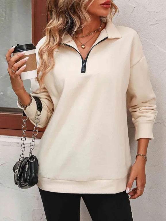 Womens Half Zip Sweatshirt Street-wave Cozy Breathable Everyday Comfort Ideal for Casual Wear