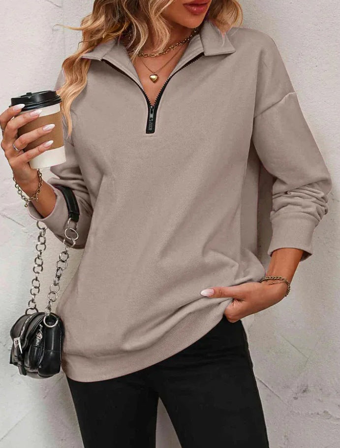Womens Half Zip Sweatshirt Street-wave Cozy Breathable Everyday Comfort Ideal for Casual Wear