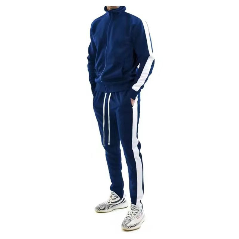 Streetwave Mens Full Zip Tracksuit With Contrast Stripes Breathable Comfort For Training And Everyday Wear