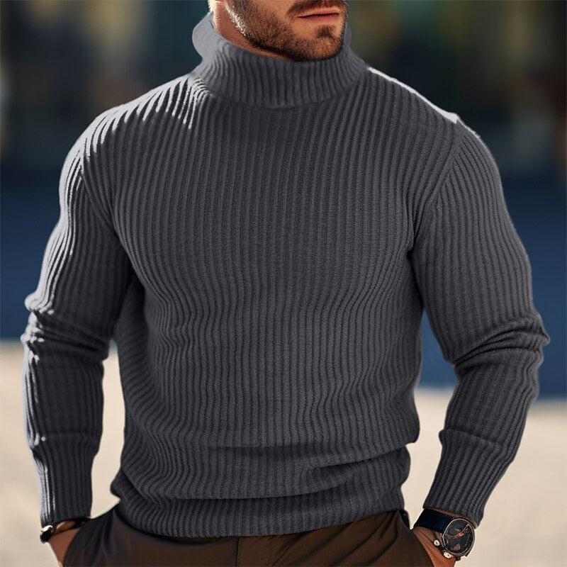 Streetwave Stand Collar Sweater For Men In Structured Knit Warm Modern Winter Top