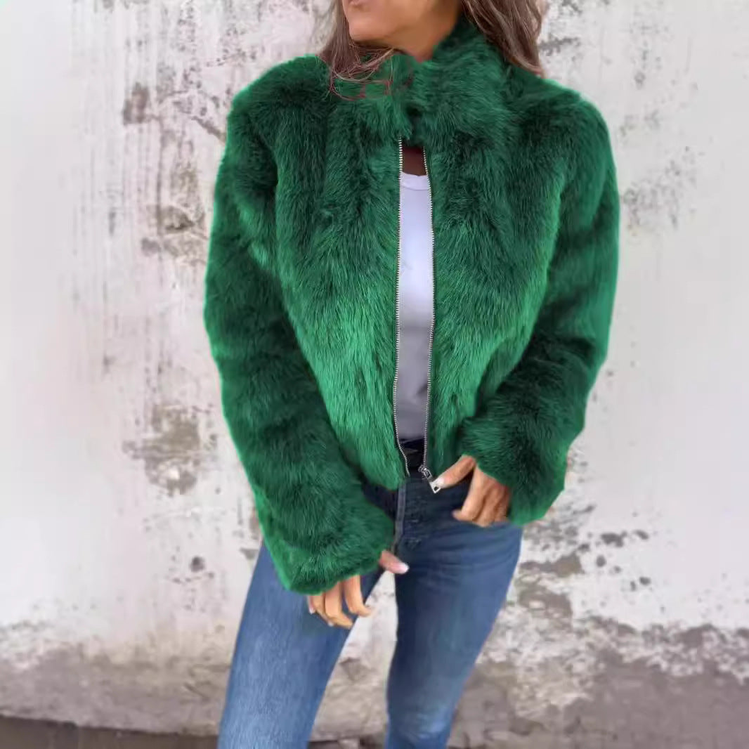 Street-Wave Womens Fleece Jacket With High Collar And Full Zip For Cozy Warmth On Chilly Days