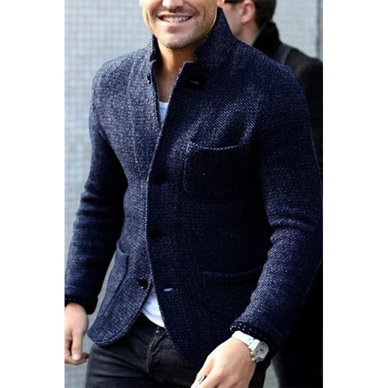 Streetwave Men Knit Blazer Casual Chic Warm Wool Blend Modern Fit For Everyday Style