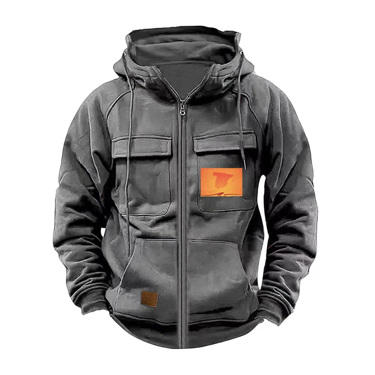 Street-wave Mens Multifunctional Hooded Jacket With Practical Pockets All-Season