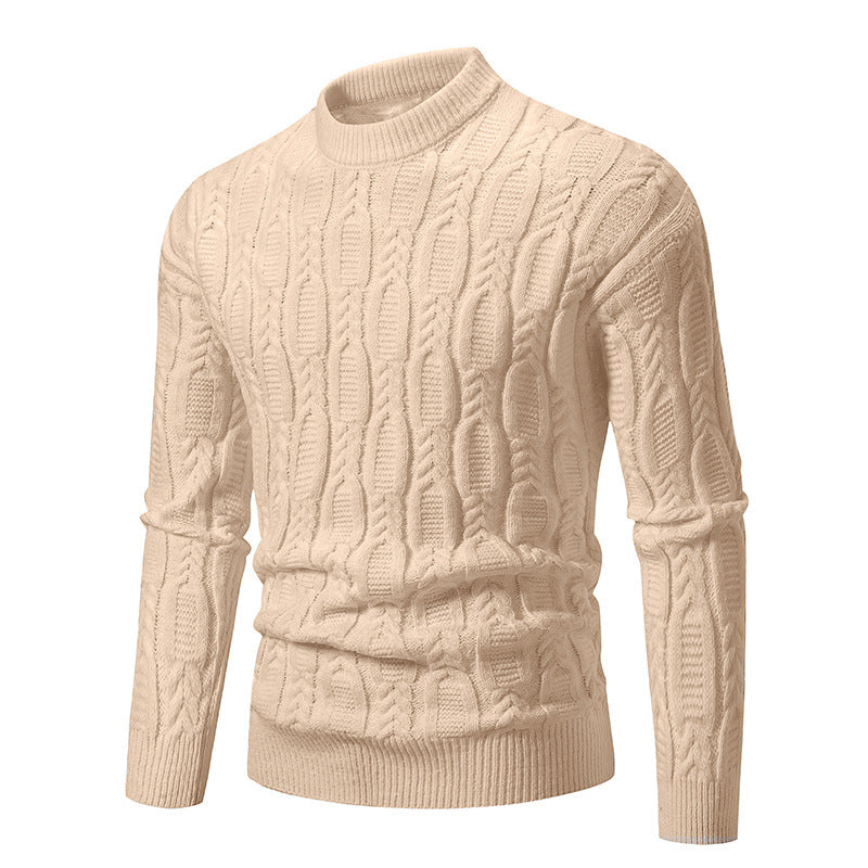 Mens Cable Knit Sweater Street-wave Premium Cozy Warm Crew Neck For Men Everyday Casual Wear
