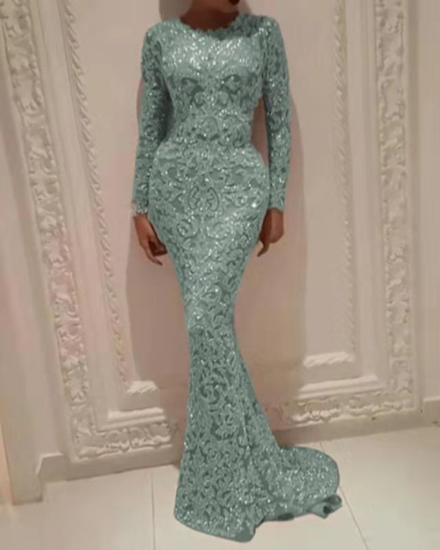Glamorous Sequined Wedding Dress With Long Sleeves By Streetwave For Brides To Be, Timeless Sparkle And Elegant Fit