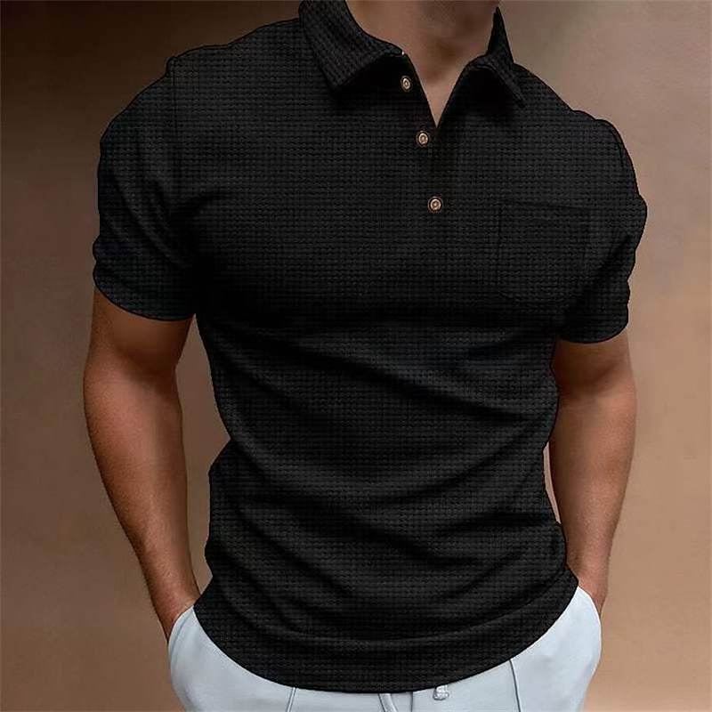 Street Wave Mens Polo Shirt Slim Fit Pique Knit Chest Pocket Short Sleeve