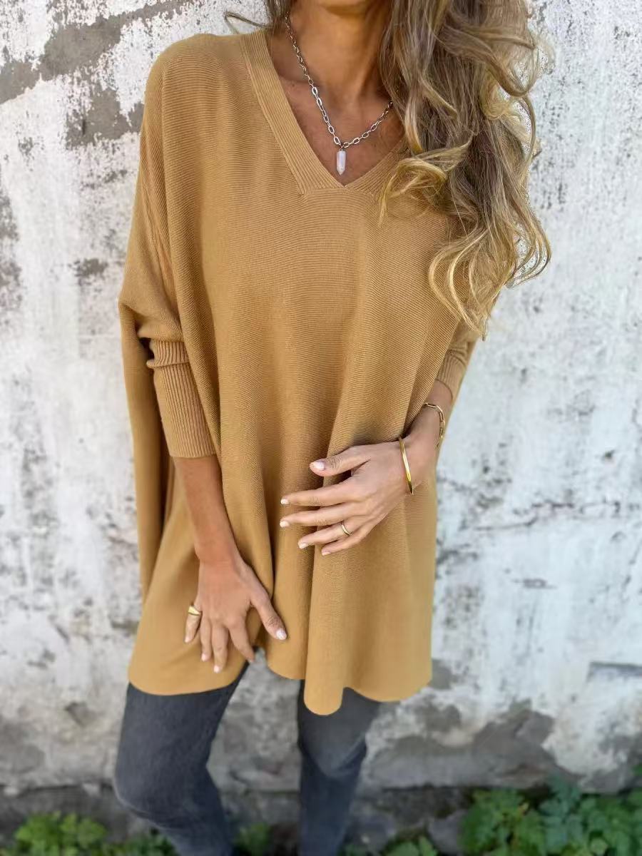 Streetwave Women Oversized V Neck Sweater Airy Breathable Cotton For Casual Days
