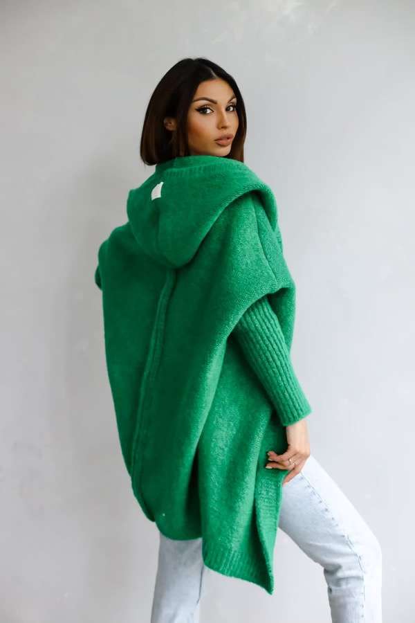 Cozy Knit Cardigan With Hood Open Front For Women Street-Wave Oversized Soft Warmth And Style