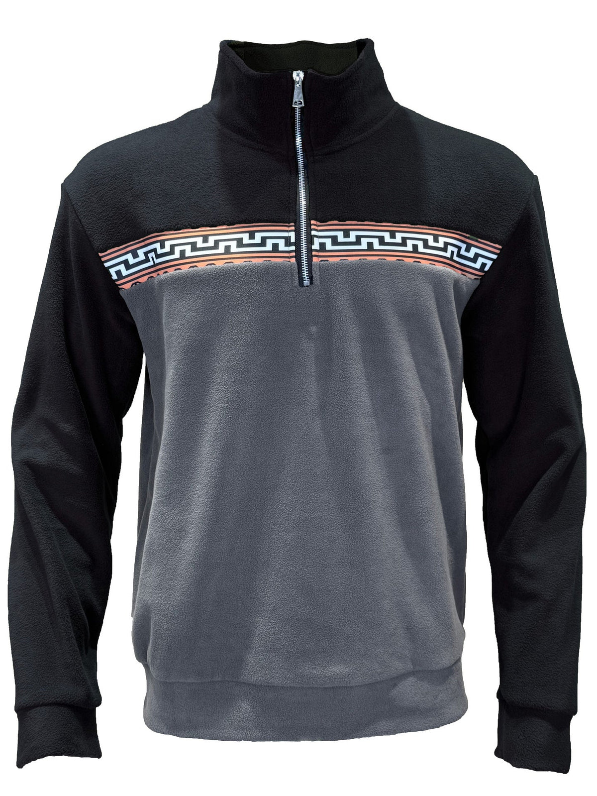 Streetwave Mens Fleece Pullover With Stand Collar And Color Block Pattern Warmth