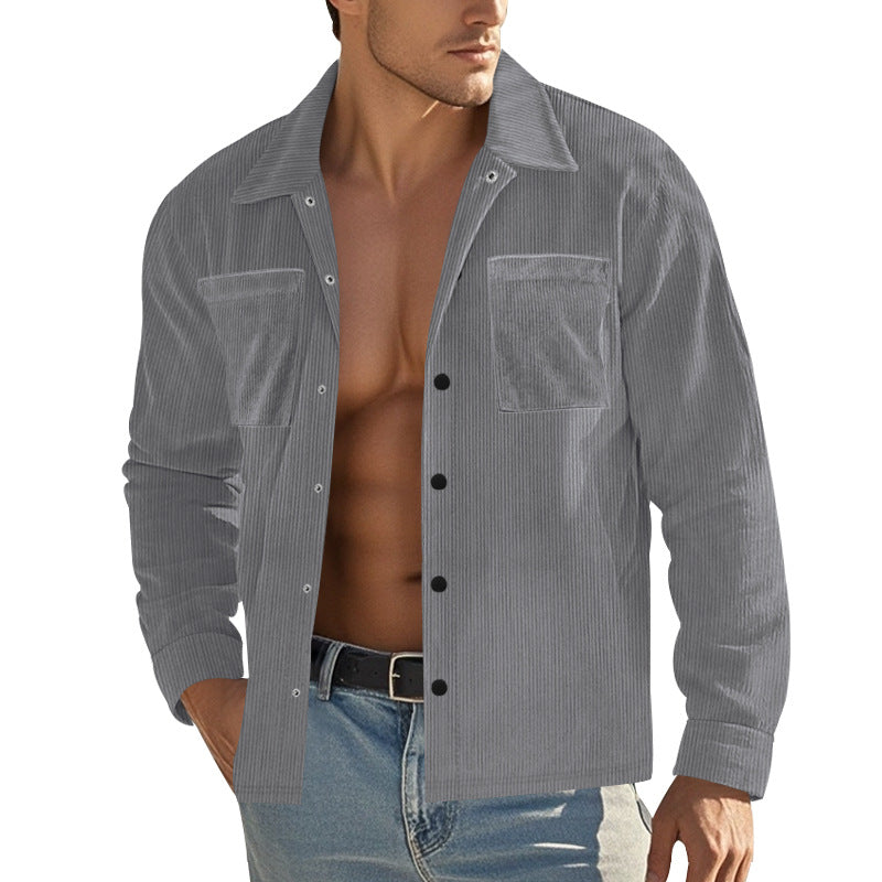 Street Wave Men's Corduroy Shirt With Practical Chest Pockets And Modern Fit For The Modern Man