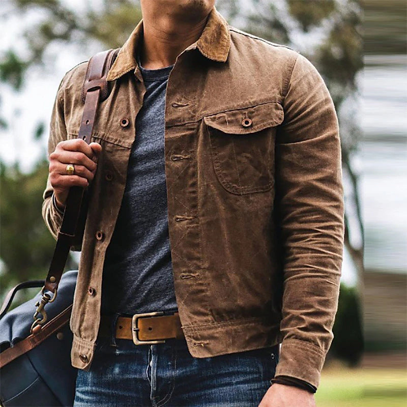 Men's Cotton Jacket With Practical Pockets Modern Fit Street-wave Urban Style For Men