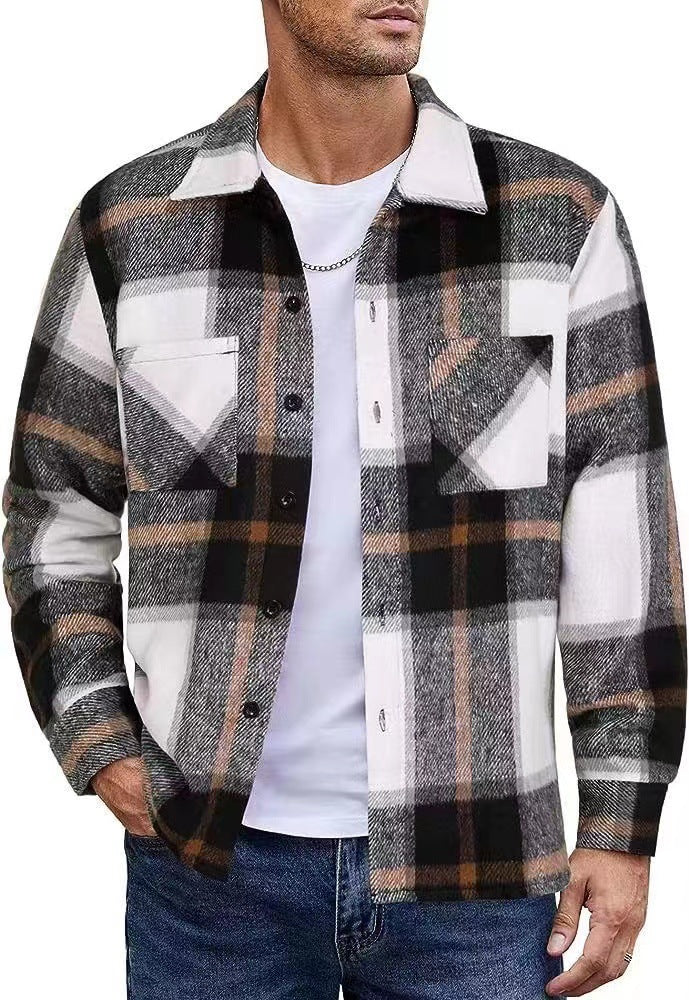 Streetwave Mens Casual Plaid Shirt Jacket Breathable Cotton Blend For Everyday Wear