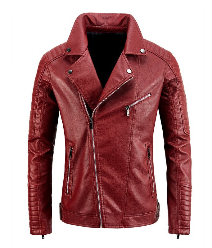 Street-wave Mens Faux Leather Biker Jacket Durable Modern Versatile Style For Everyday Wear