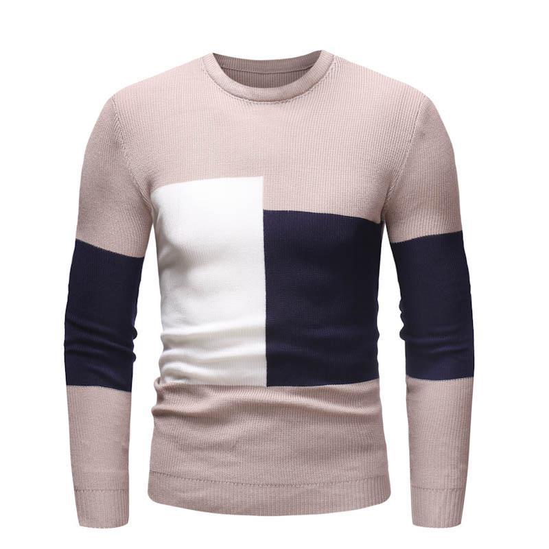 Street-Wave Men's Designer Block Pattern Sweater Modern Fit with Bold Colorblock Knit