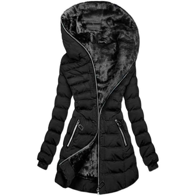 Street-Wave Women's Hooded Puffer Jacket With Warm Fleece Lining For Winter Comfort