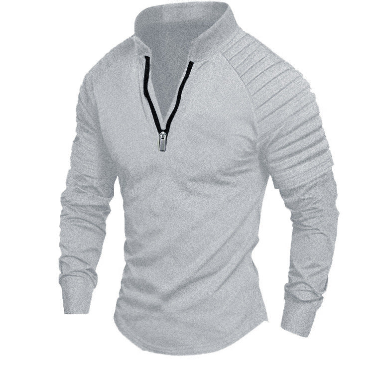Street Wave Men's Training Shirt With High Collar Zip For Breathable Comfort And Active Performance