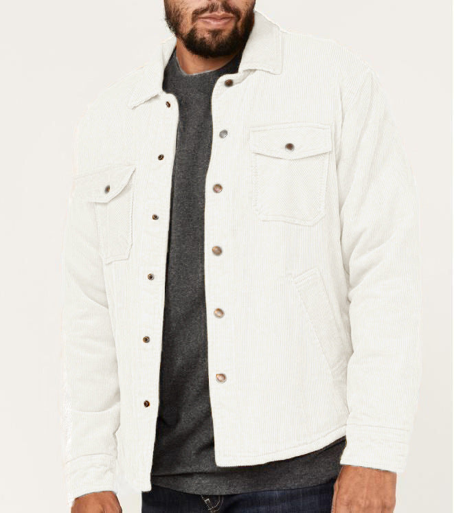 Corduroy Jacket For Men Street-Wave Casual Wear With Chest And Side Pockets And Relaxed Fit