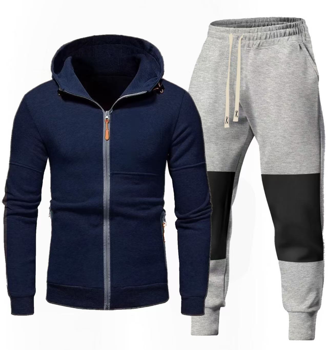 Street Wave Men Sport Hoodie And Jogger Set With Functional Zip Pockets For Active Comfort