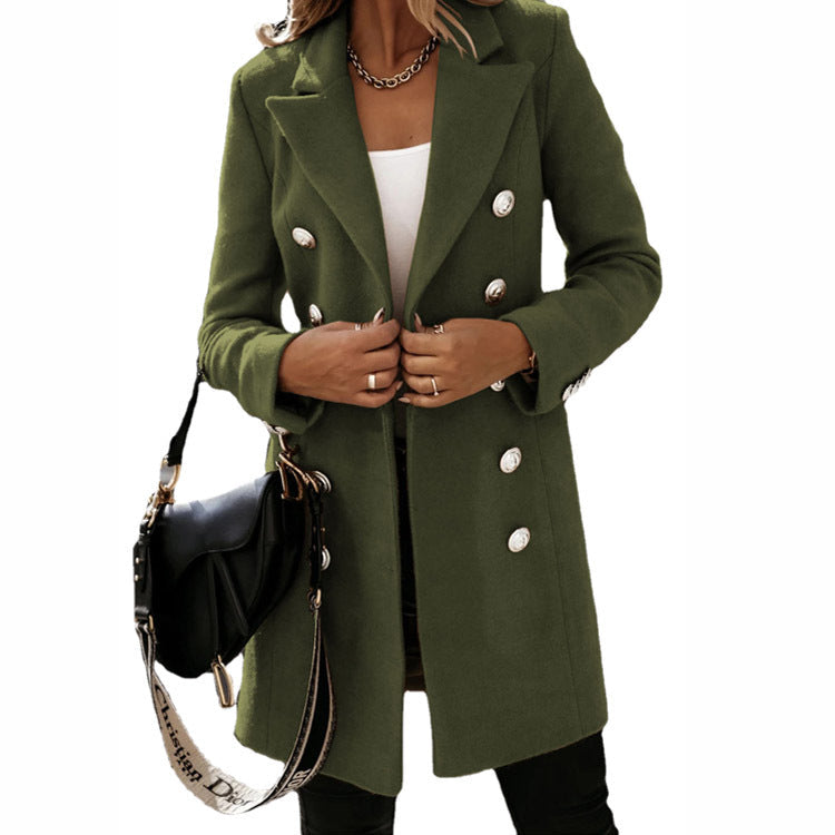 Street Wave Designer Coat For Women Elegant Tailored Fit With Chic Button Details