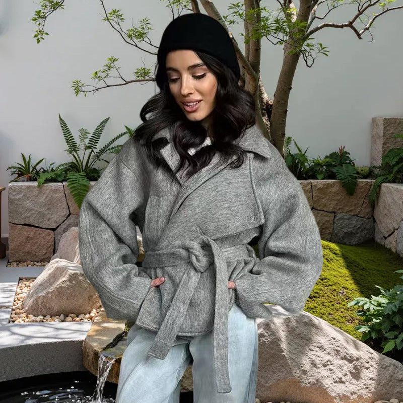 Streetwave Oversized Wool Coat With Belt For Women Warmth And Comfort Chic Cozy Style