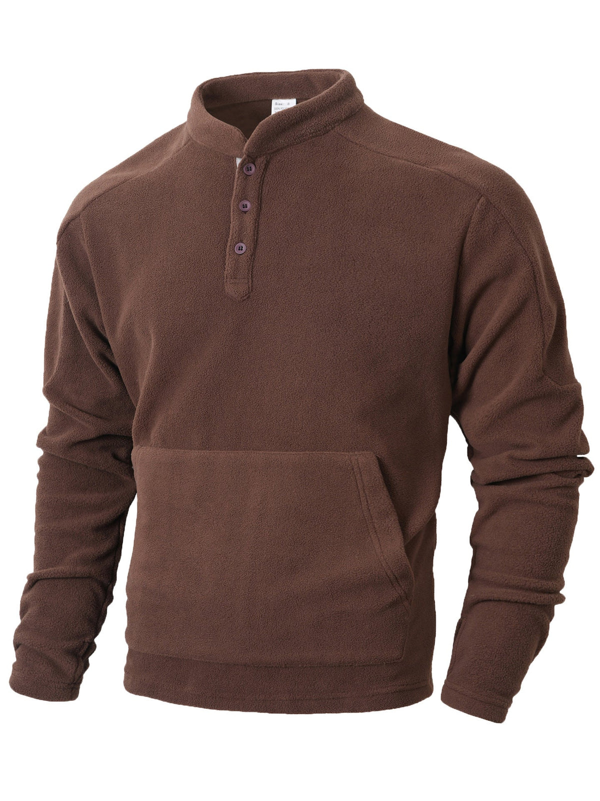 Men's Fleece Pullover With Stand Collar And Button Details By Street-wave Cozy Warmth For Cold Days