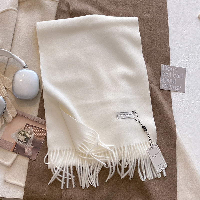 Women's Plain Tassel Scarf with Soft Fabric and Versatile Style