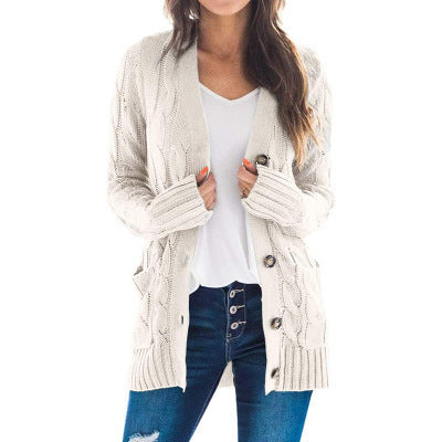 Cable Knit Cardigan With Practical Pockets For Women Streetwave Cozy Warmth In Soft Breathable Fabric
