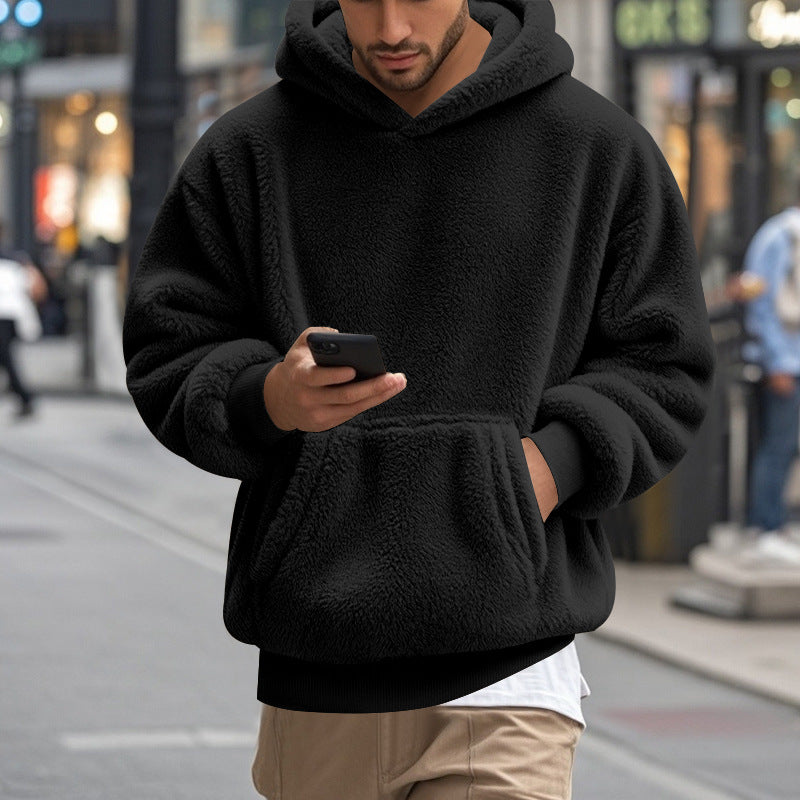 Street-Wave Men's Oversized Fleece Hoodie With Kangaroo Pocket For Cozy Everyday Comfort