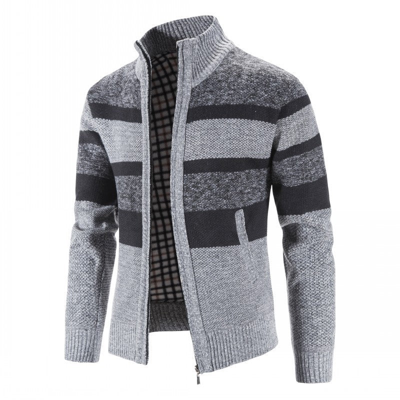 Mens Zip Up Striped Knit Pullover Streetwave For Modern Style And All Season Comfort